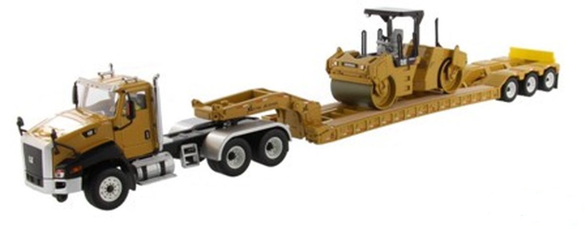 Cat CT660 Truck + Trailer with Cat CB-534 Compactor - 1:50